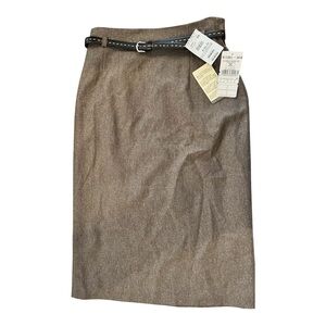 MARCCONA Wool Blend Pencil Skirt NWT Size 36/Small Brown Belted NWT